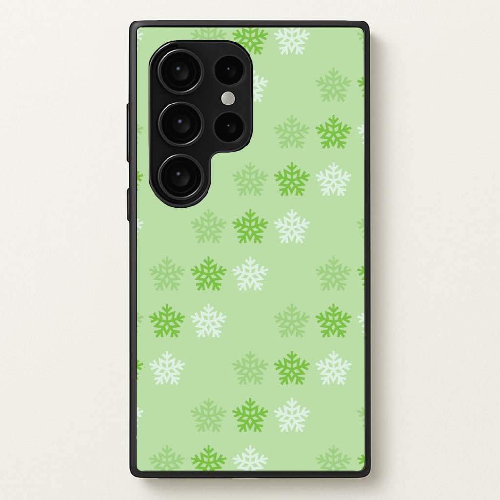 Green Slowflakes Christmas Pattern Galaxy S24 Ultra Case