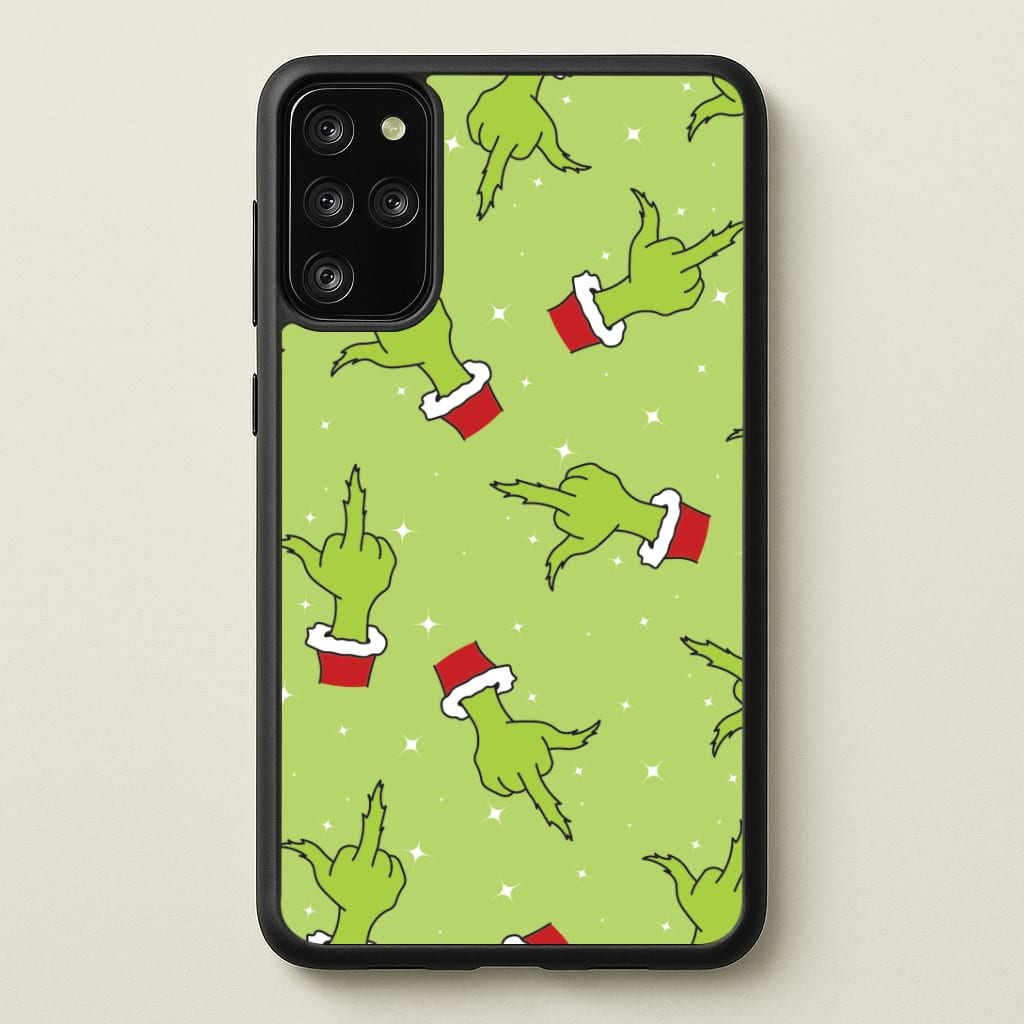 Green Middle Finger Christmas Pattern Galaxy S20 Plus Case