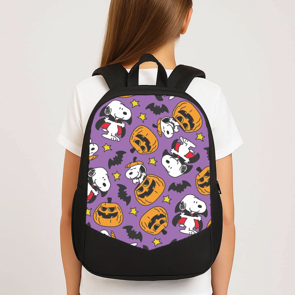 Cartoon Beagle Halloween Pattern School Bag
