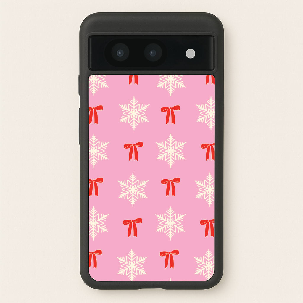 Coquette Bows And Snowflakes Pattern Google Pixel 8a Case