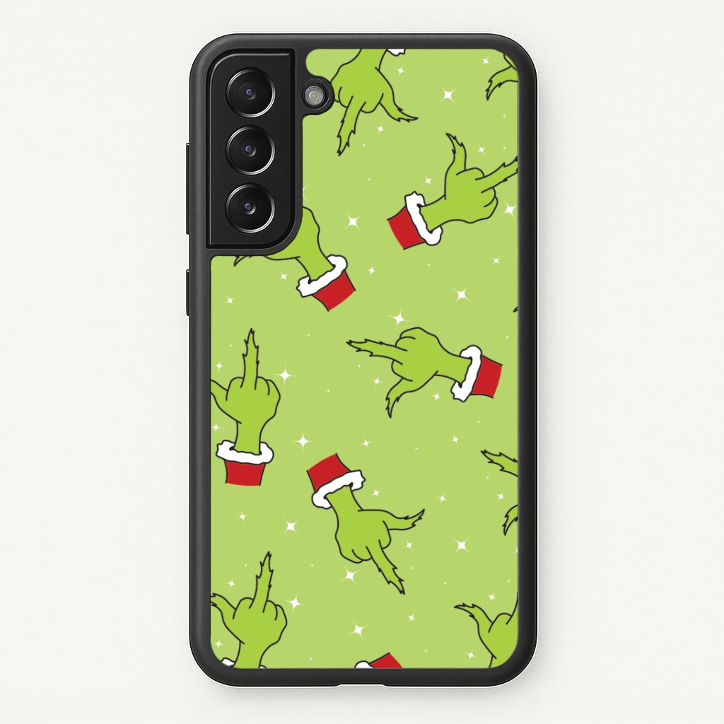 Green Middle Finger Christmas Pattern Galaxy S21 Case