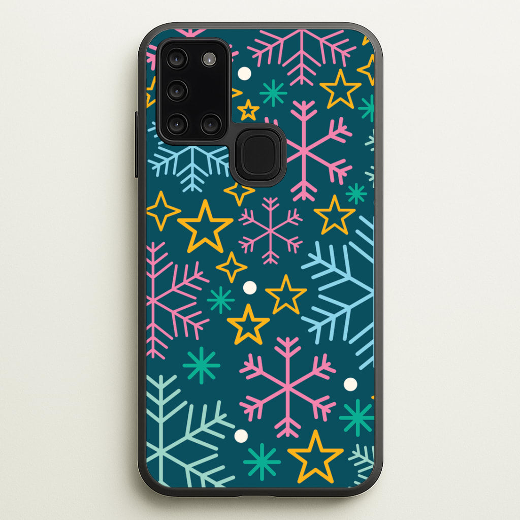 Colourful Christmas Symbols Pattern Galaxy A21s Case