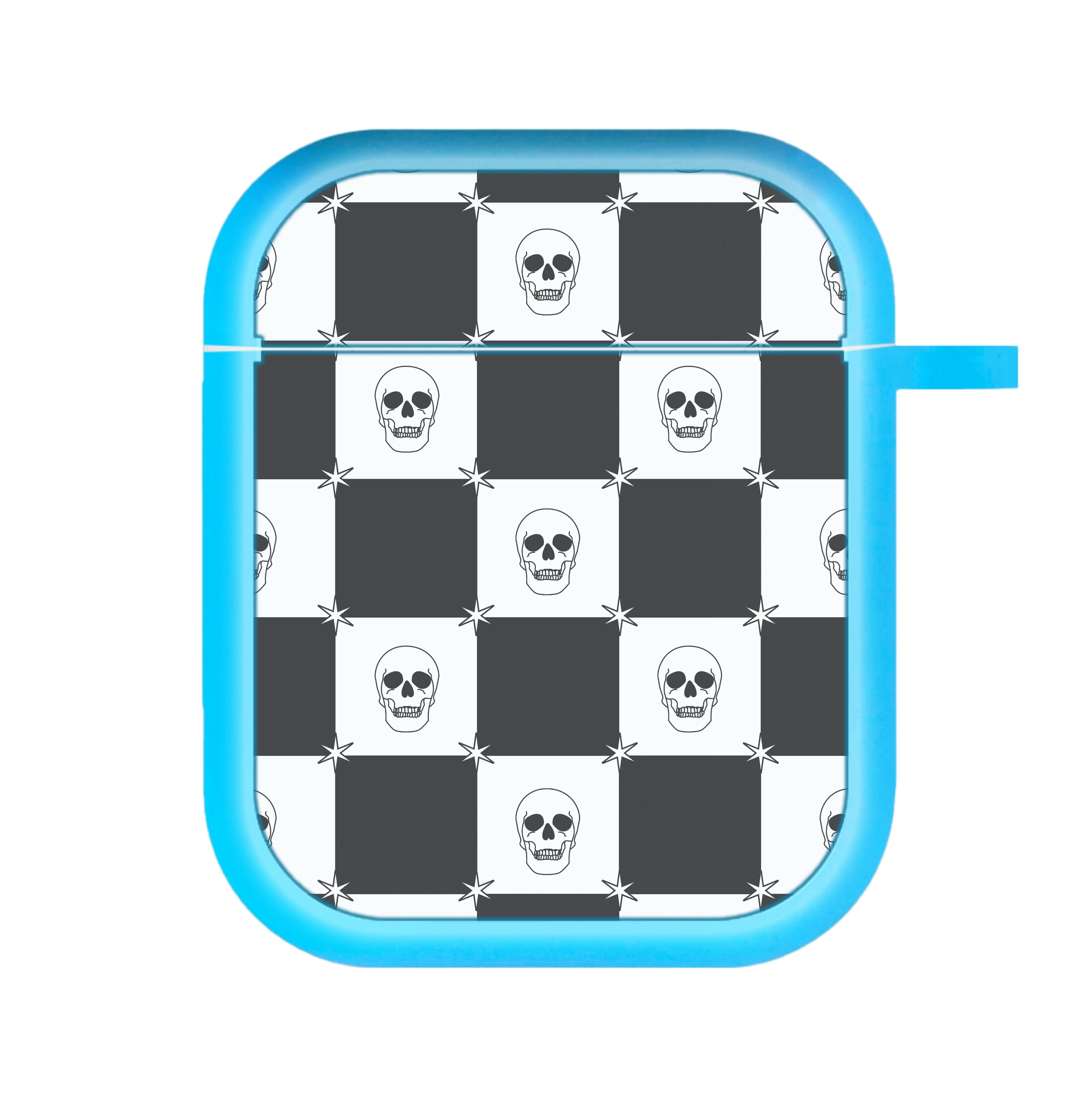 Checkered Skulls Pattern AirPods Case