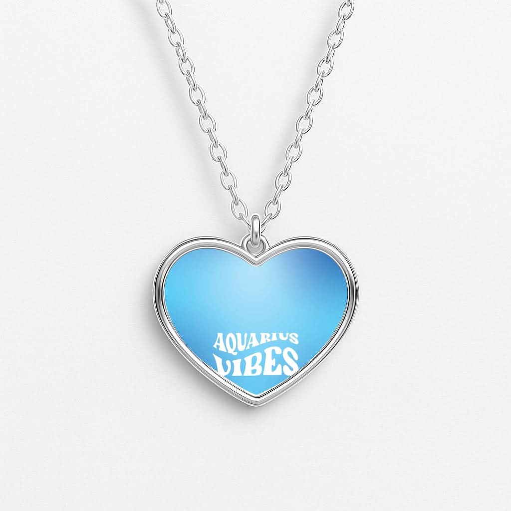 Aquarius Vibes Gradient Zodiac Heart Necklace