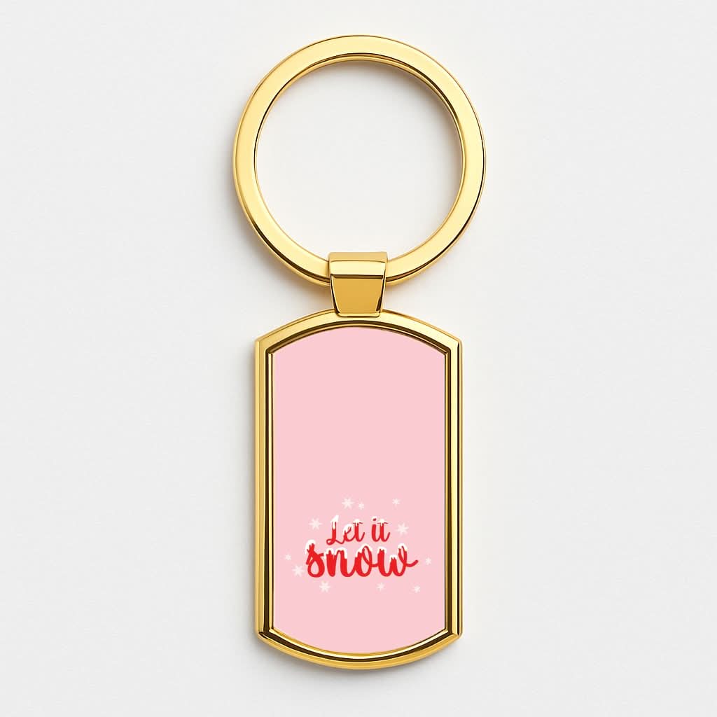 Let It Snow Snowflakes Gold Keyring