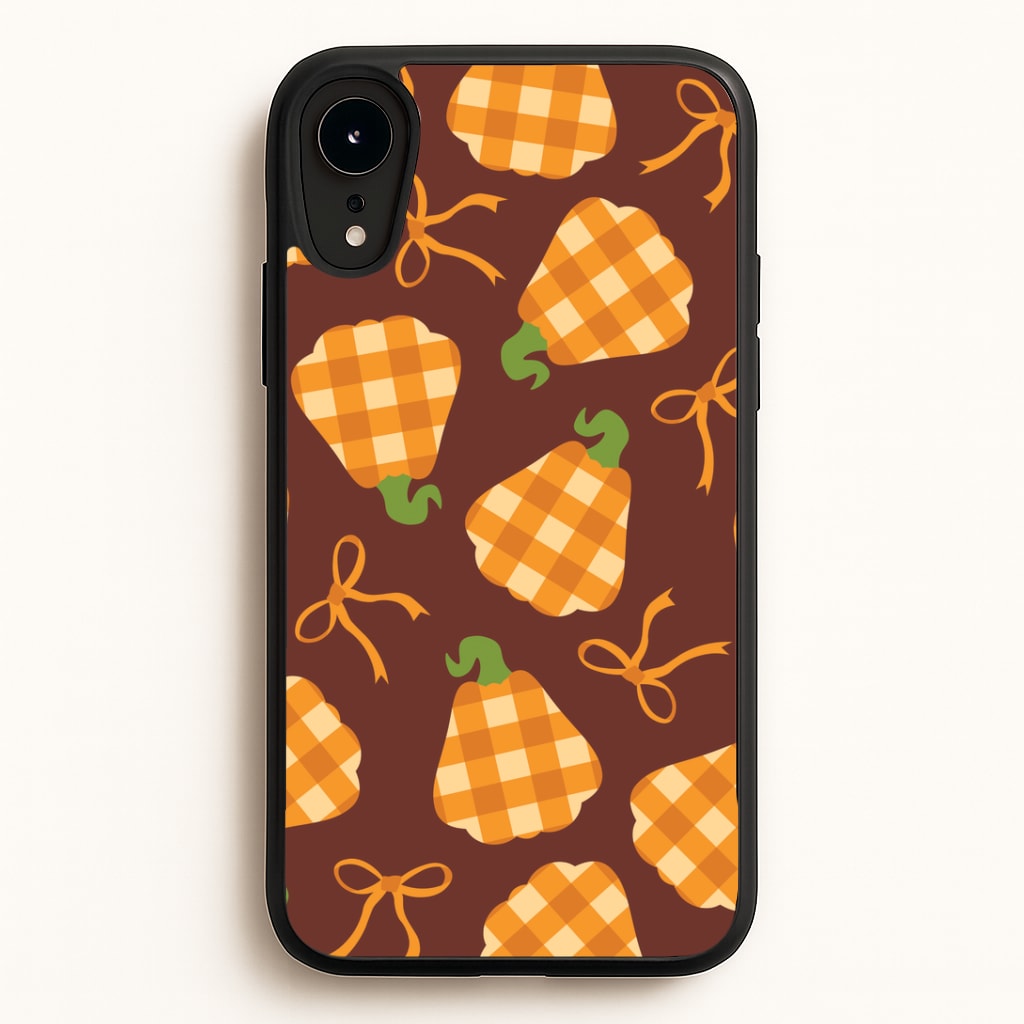 Tartan Pumpkins And Bows Pattern iPhone XR Case