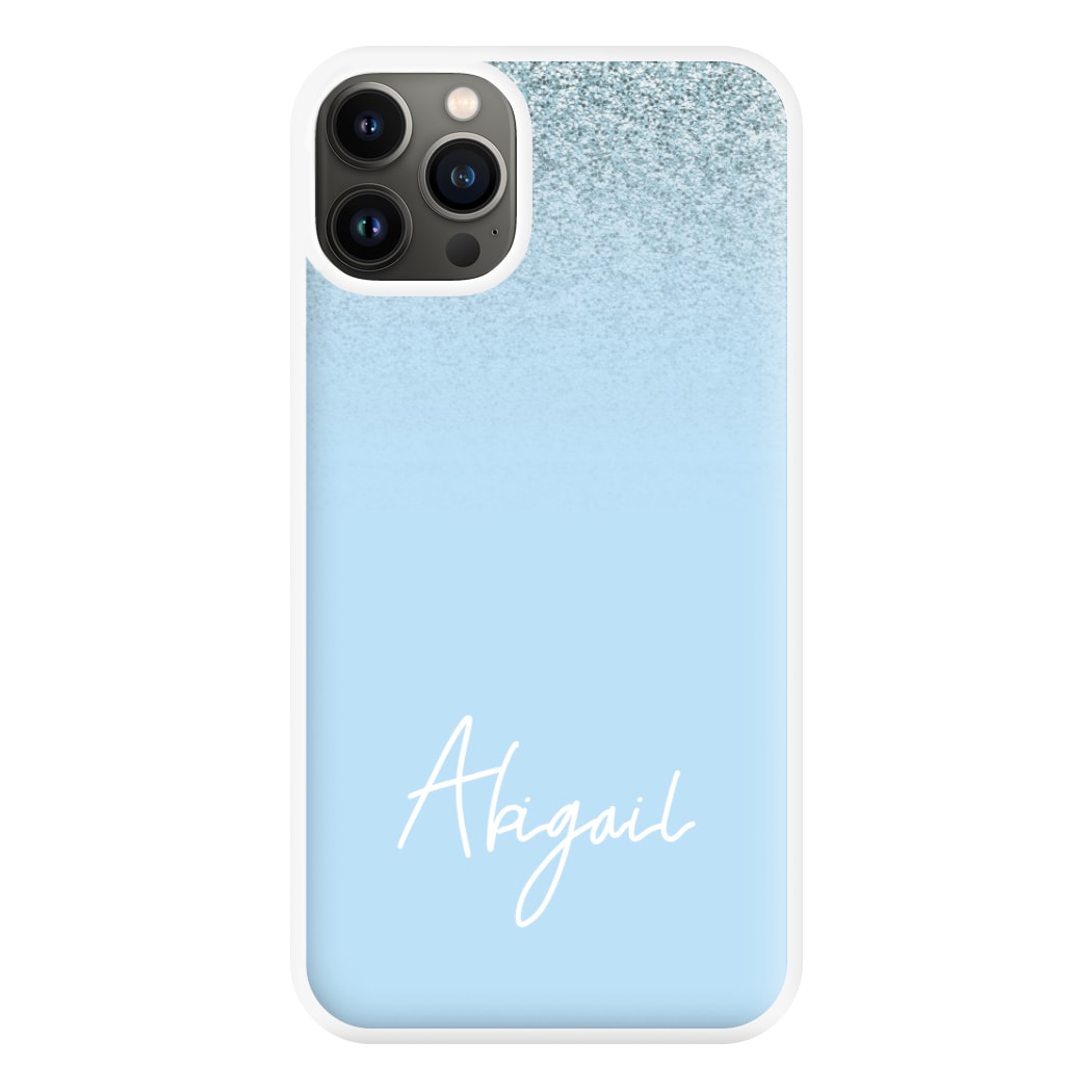 Blue Glitter Personalised Name iPhone 13 Case