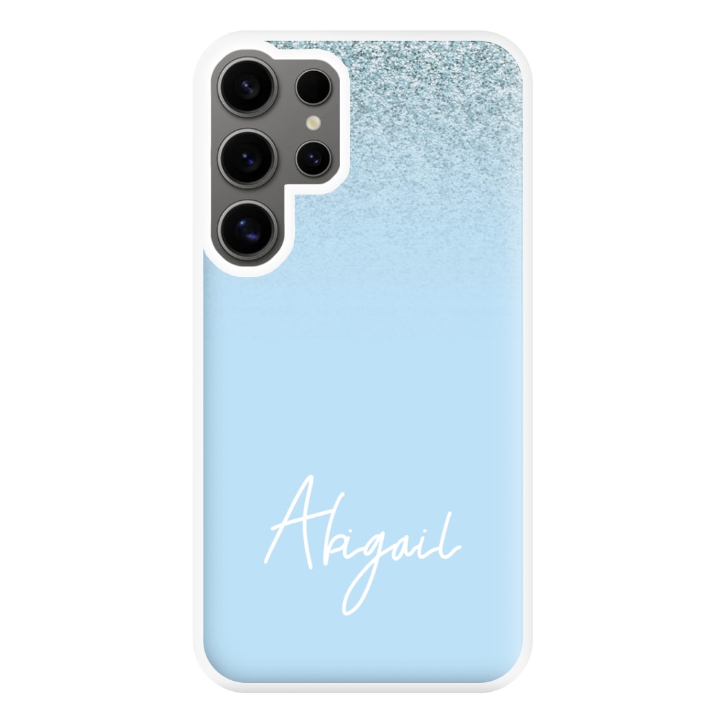 Blue Glitter Personalised Name Galaxy S25 Ultra Case