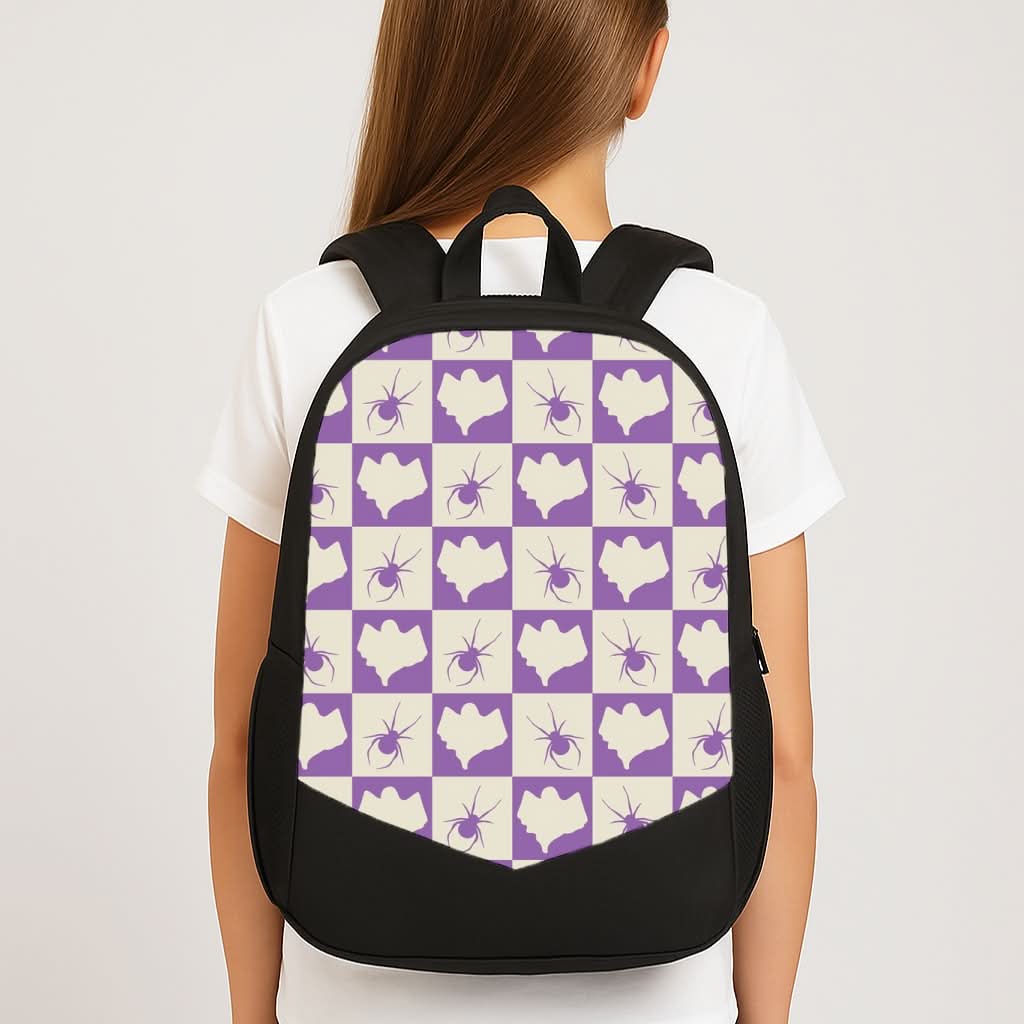 Spiders And Ghosts Checkered Pattern I School Bag