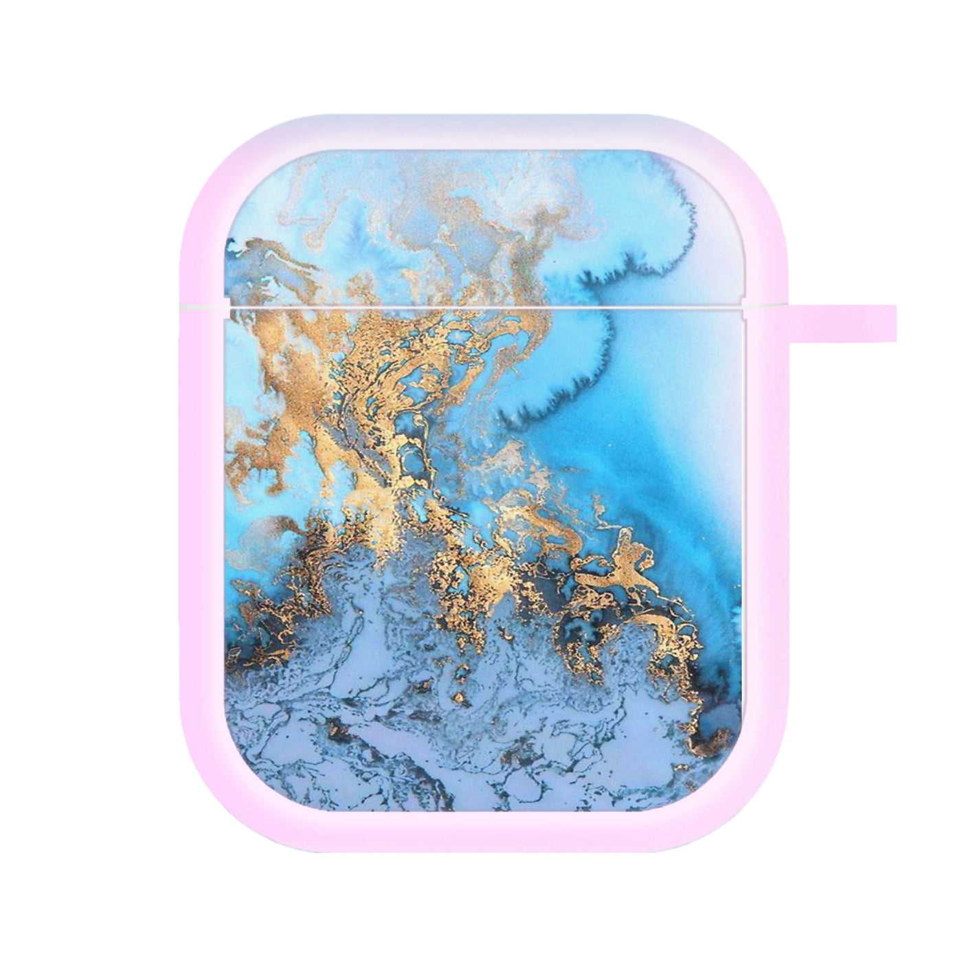 Sea Blue and Gold Marble AirPods Case