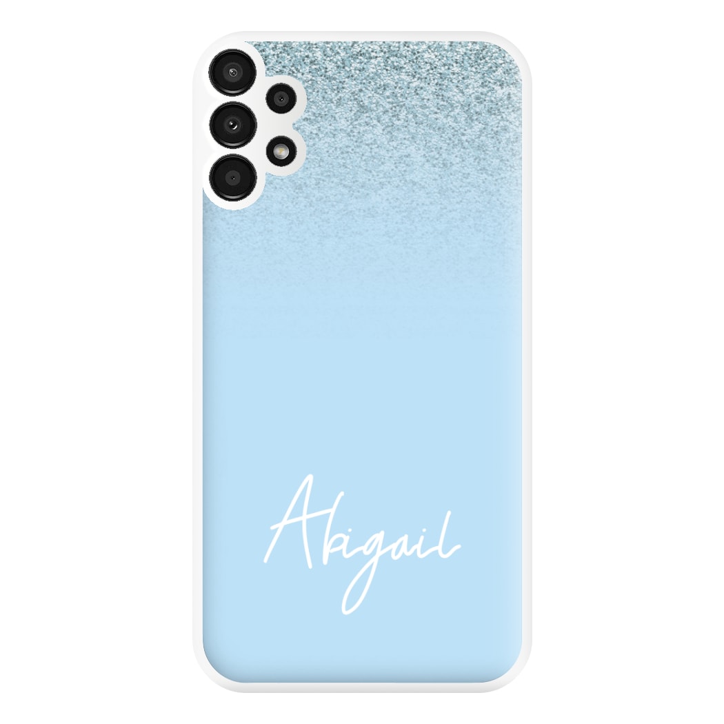 Blue Glitter Personalised Name Galaxy A13 Case