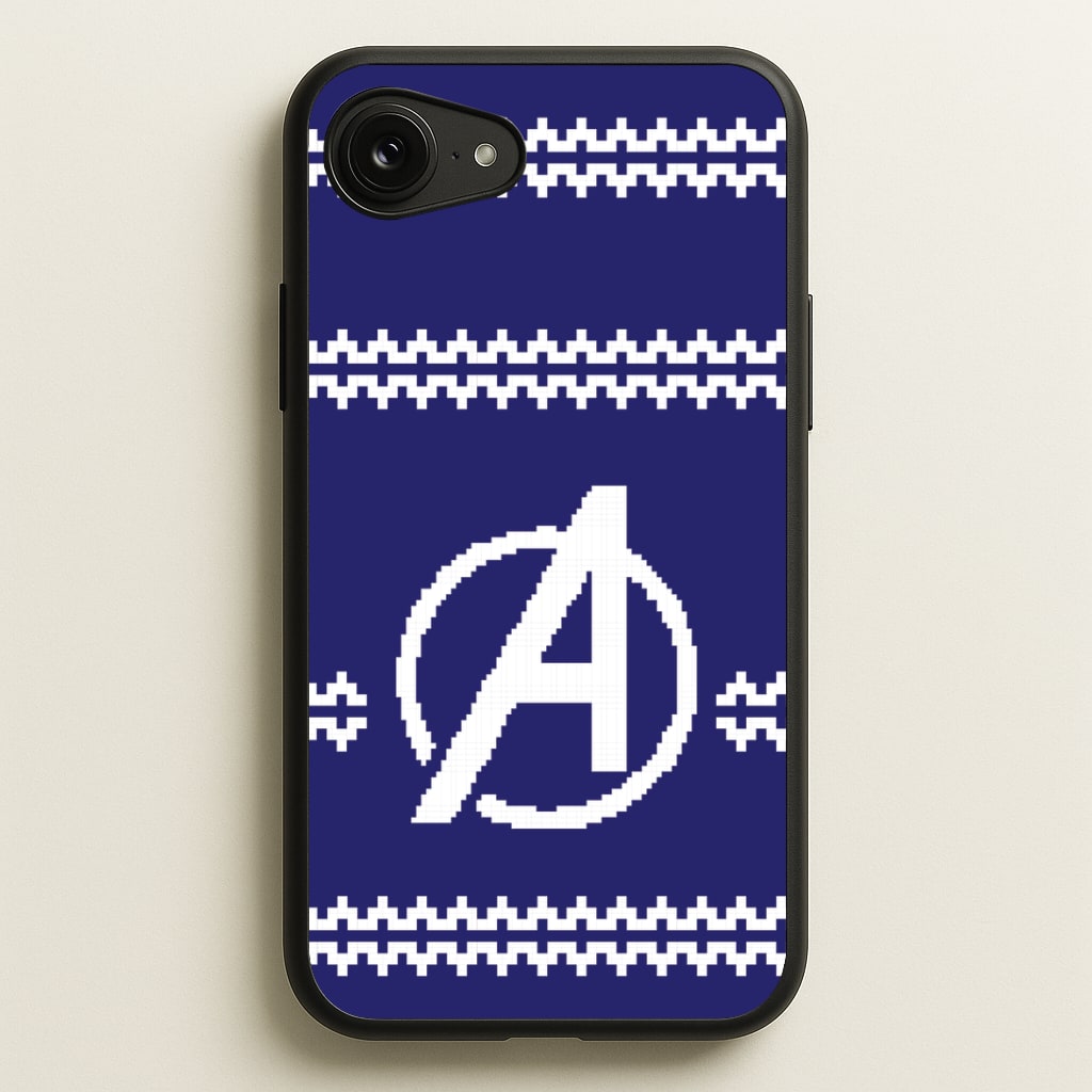Superhero Team Blue Christmas Jumper iPhone 16e Case