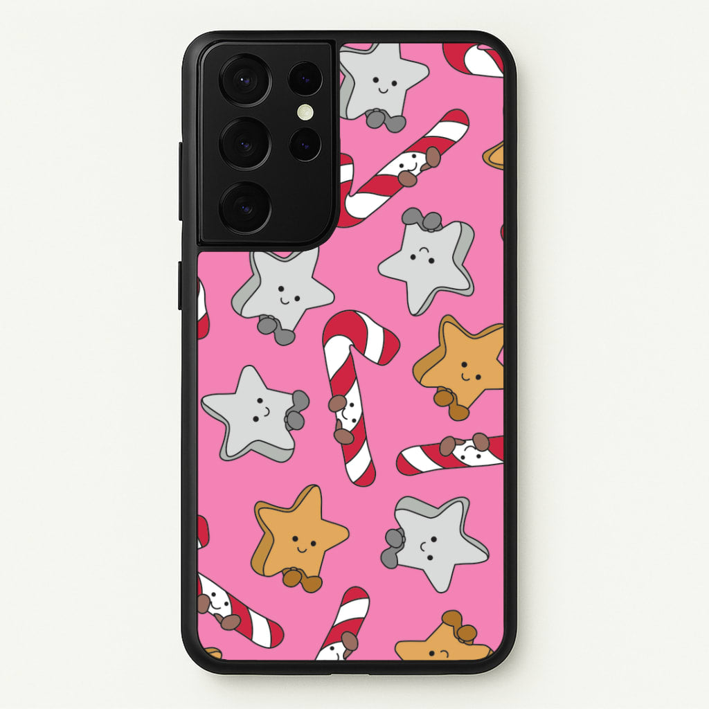 Pink Christmas Plushies Pattern Galaxy S21 Ultra Case