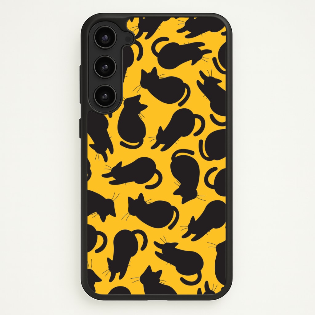 Black Cat Silhouettes Pattern Galaxy S23 Case