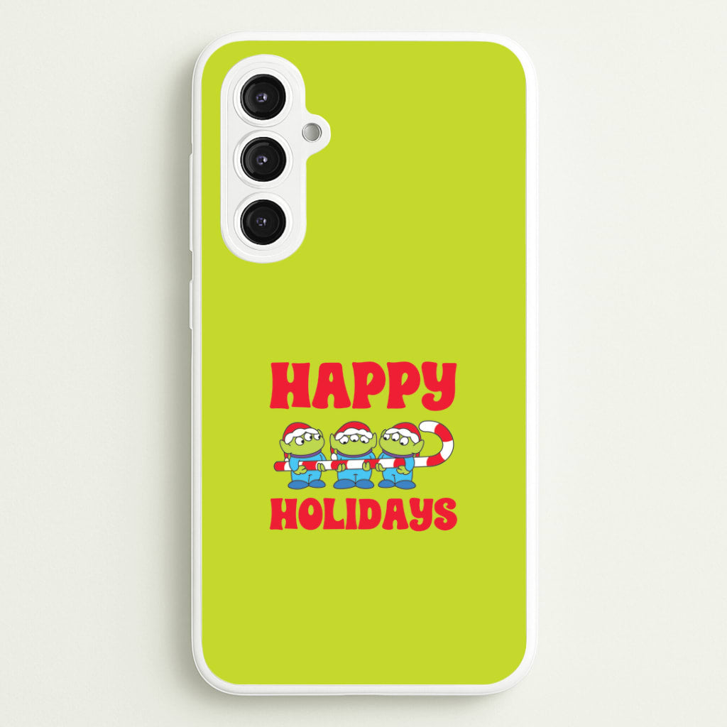 Happy Holidays Cute Green Aliens Galaxy S23FE Case