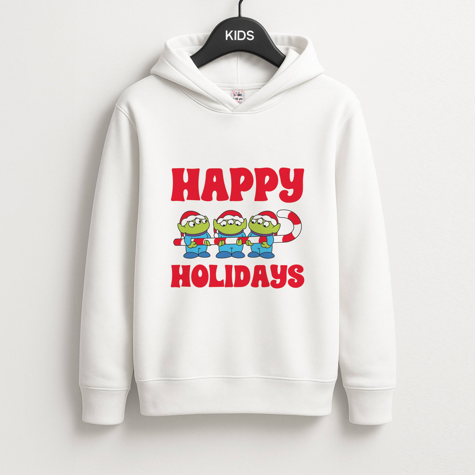 Happy Holidays Cute Green Aliens Kids Hoodie