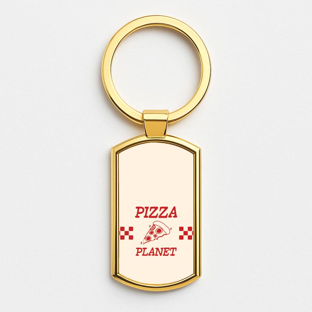 Retro Pizza Planet Gold Keyring