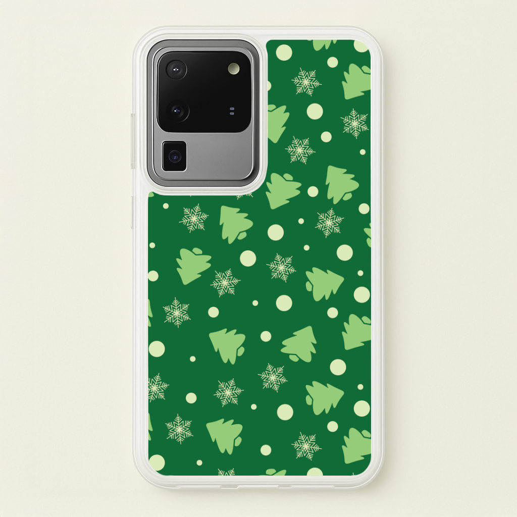 Cartoon Christmas Trees And Snowflakes Pattern Galaxy S20 Ultra Case