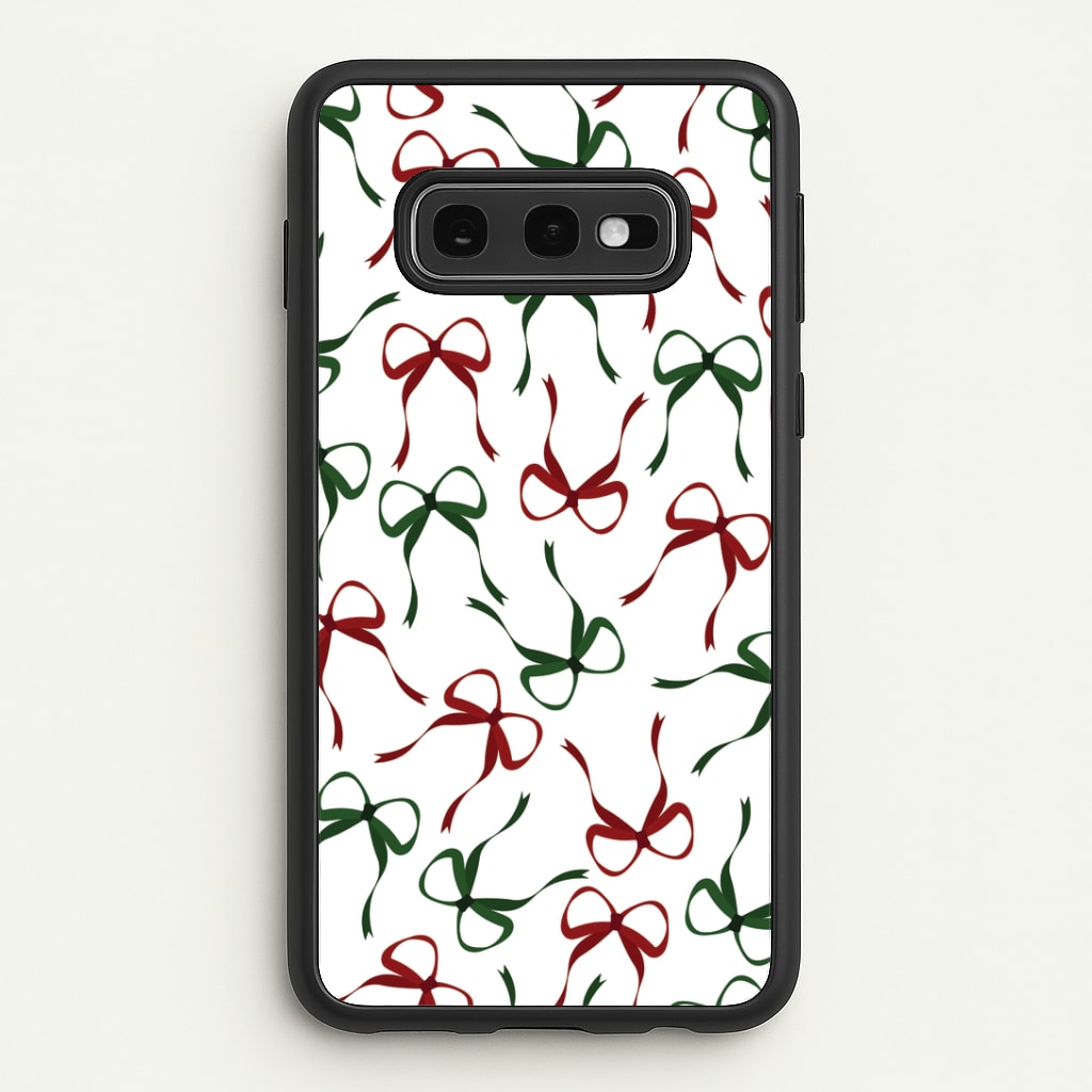 Red And Green Coquette Christmas Bows Pattern Galaxy S10e Case