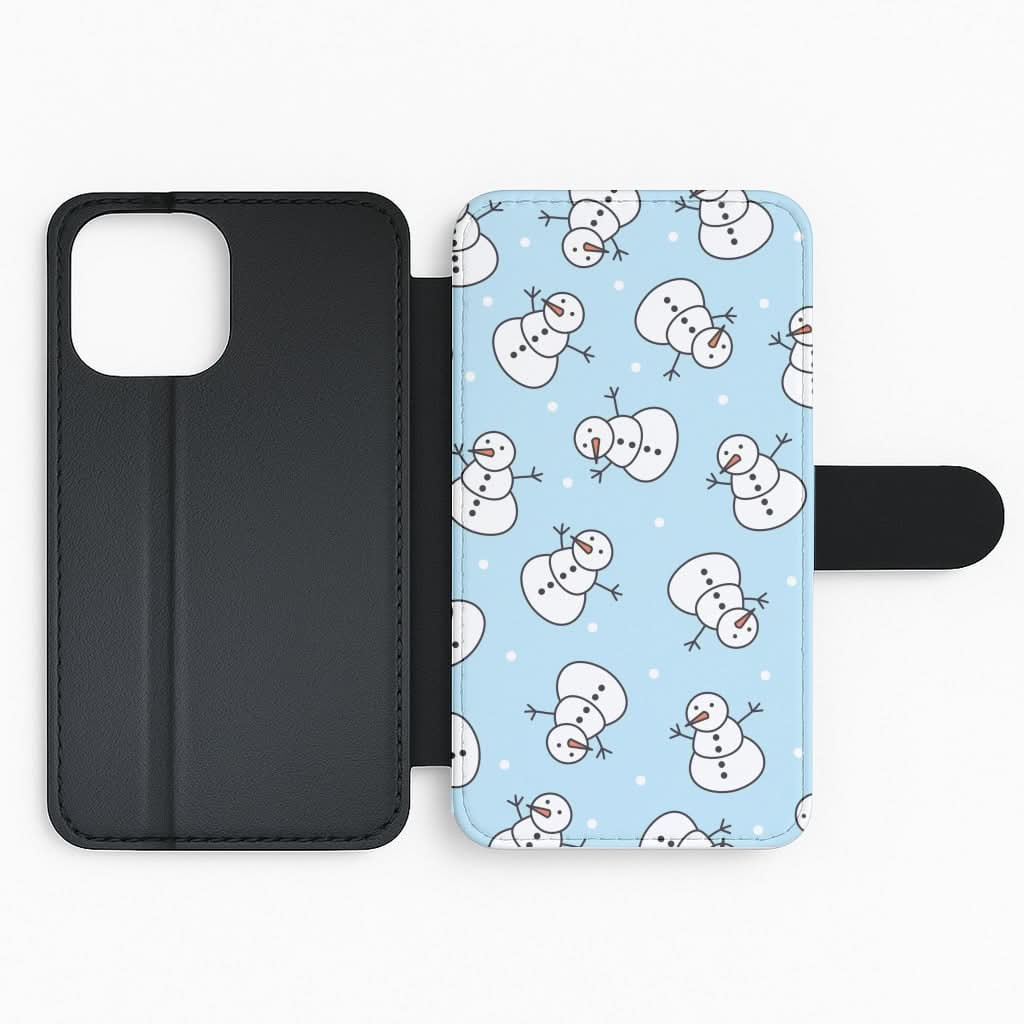 Cartoon Snowmen Pattern Flip Phone Case