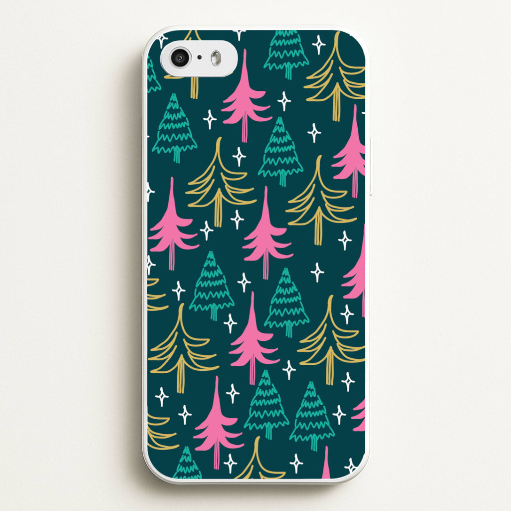 Colourful Sketched Christmas Trees Pattern iPhone 5 / 5s / SE 2016 Case