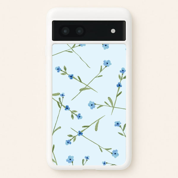 Baby Blue Floral Pattern Google Pixel 6a Case