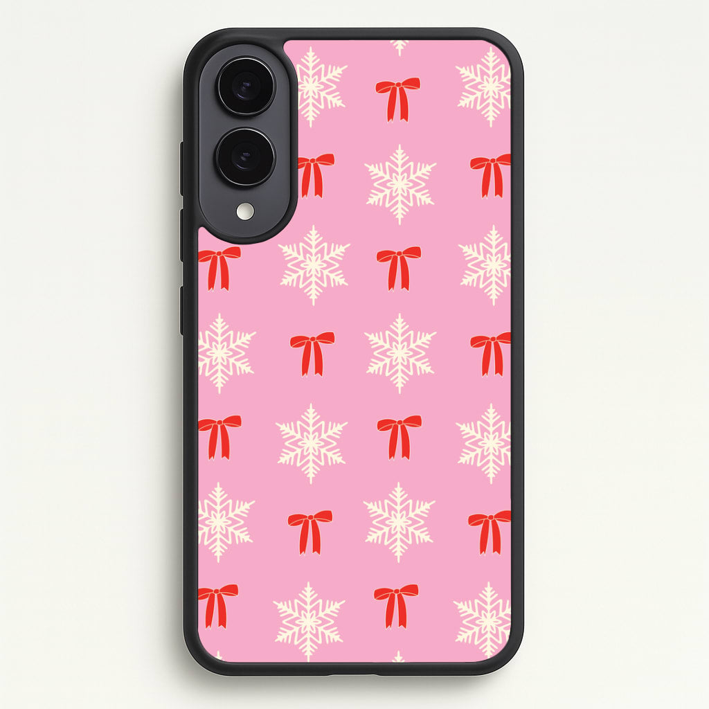 Coquette Bows And Snowflakes Pattern Galaxy S25 Edge Case
