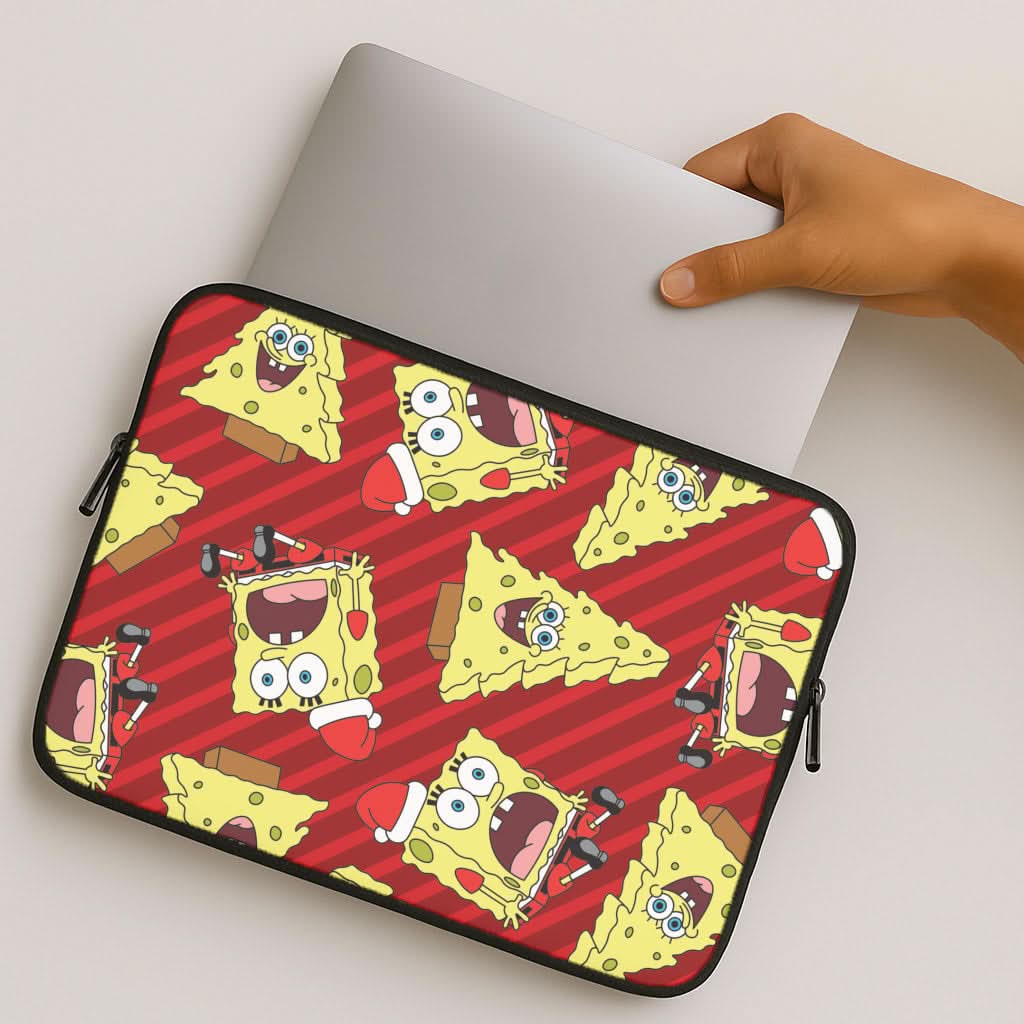 Christmas Cartoon Sponge Stripes Pattern MacBook Cover