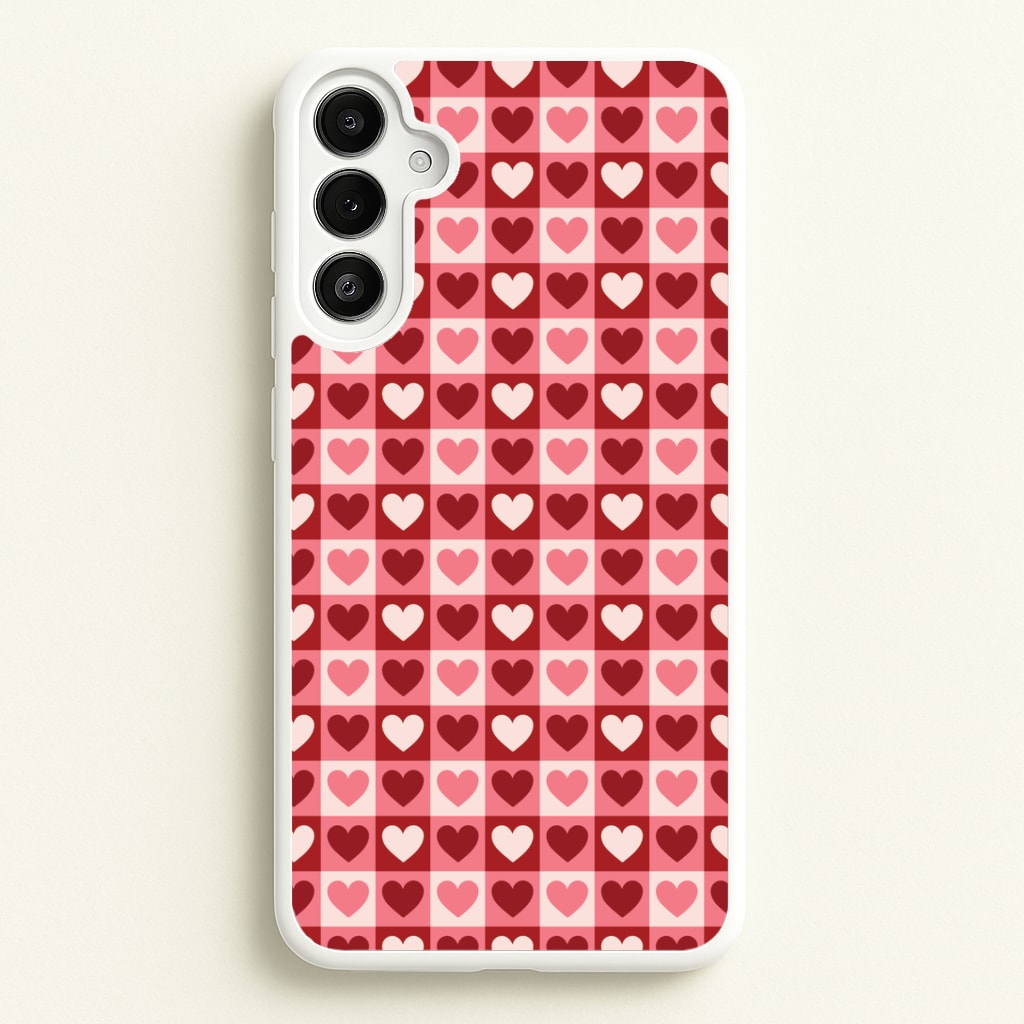 Pink Tartan Love Hearts Pattern Galaxy A36 Case