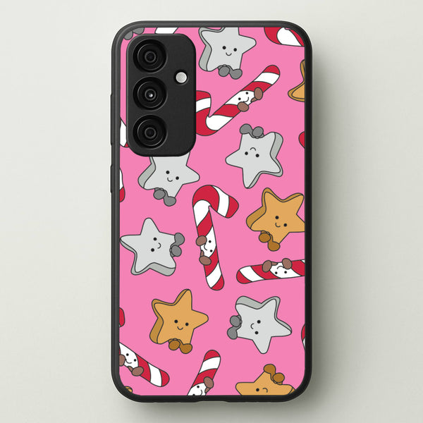Pink Christmas Plushies Pattern Galaxy A15 Case