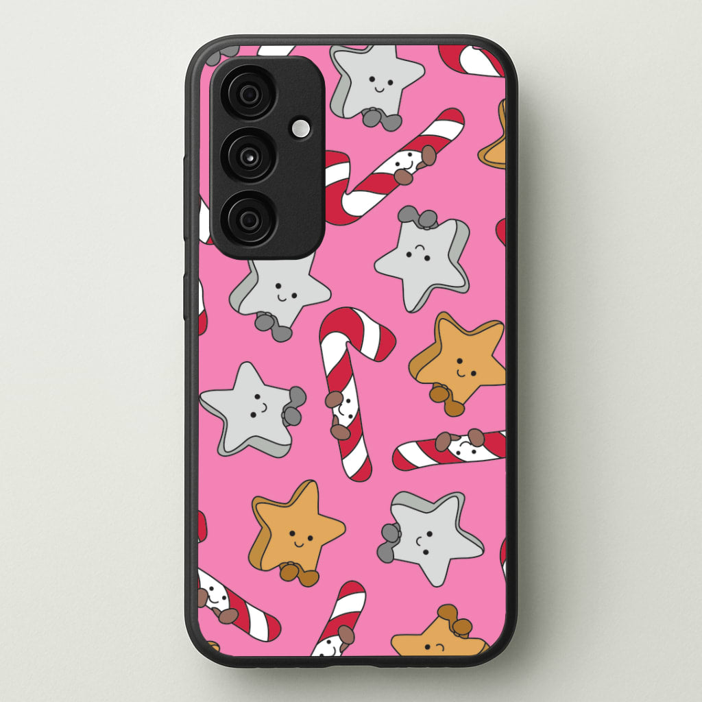 Pink Christmas Plushies Pattern Galaxy A55 Case