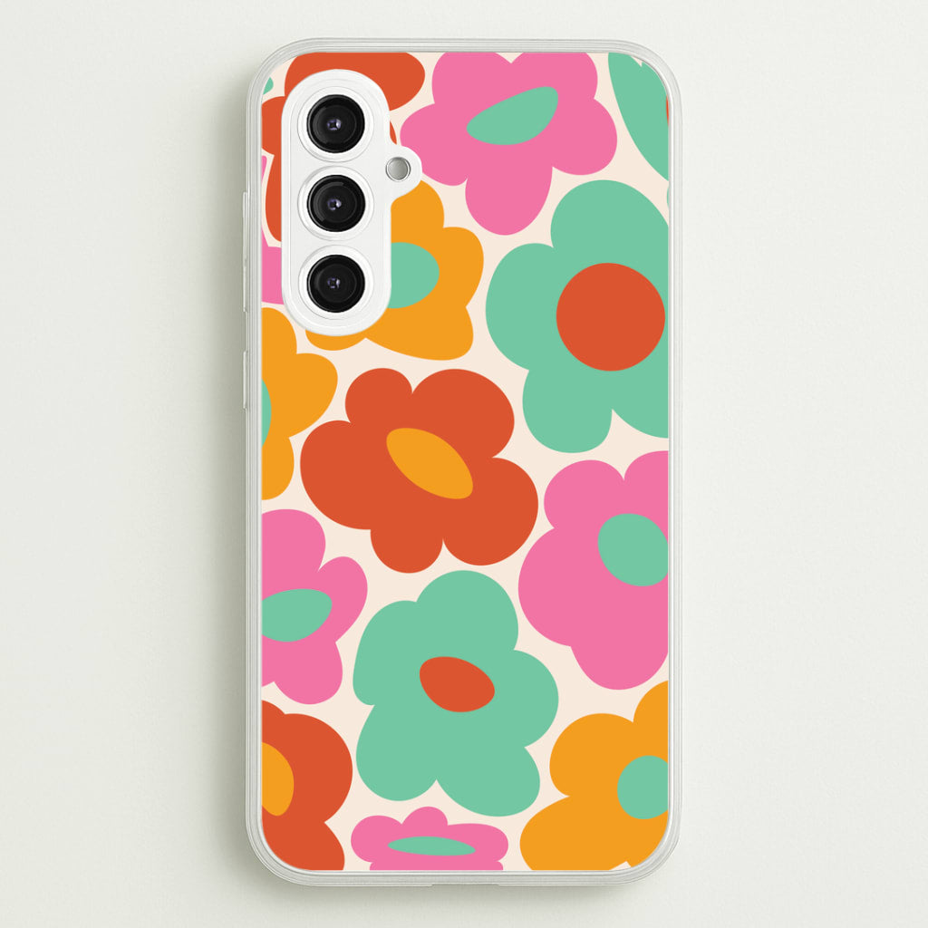 Abstract Trippy Retro Flowers Galaxy S23FE Case