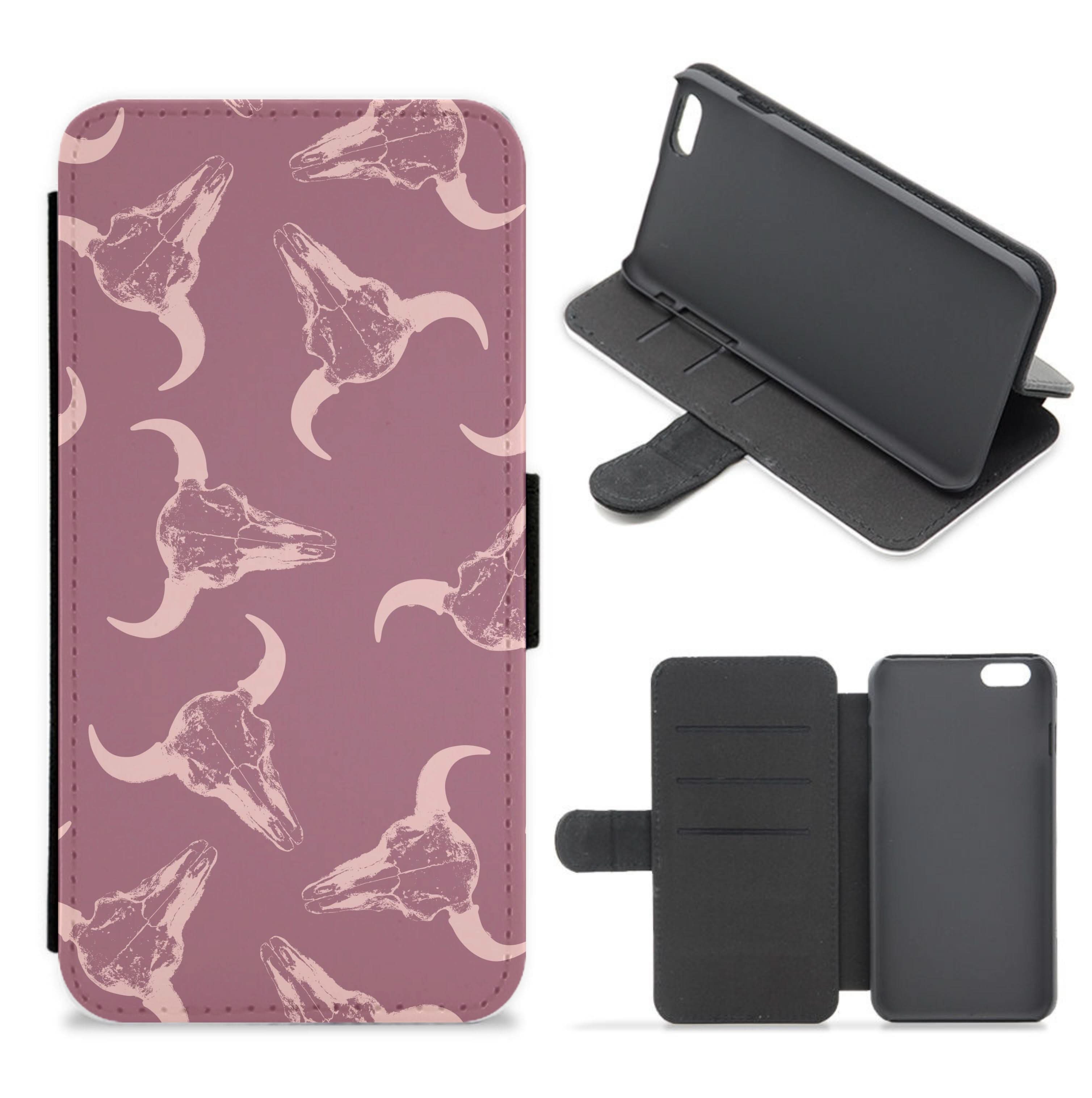 Pastel Skulls Pattern Flip / Wallet Phone Case