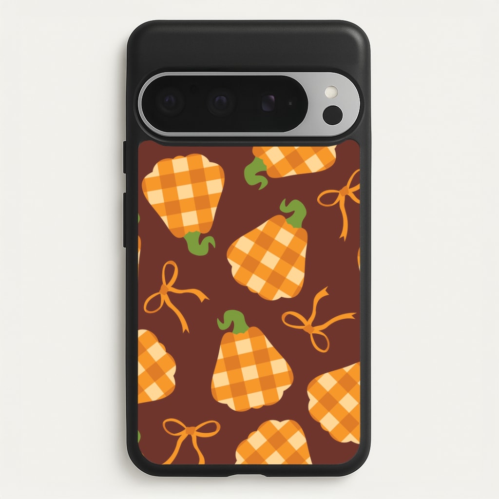 Tartan Pumpkins And Bows Pattern Google Pixel 9 Pro XL Case