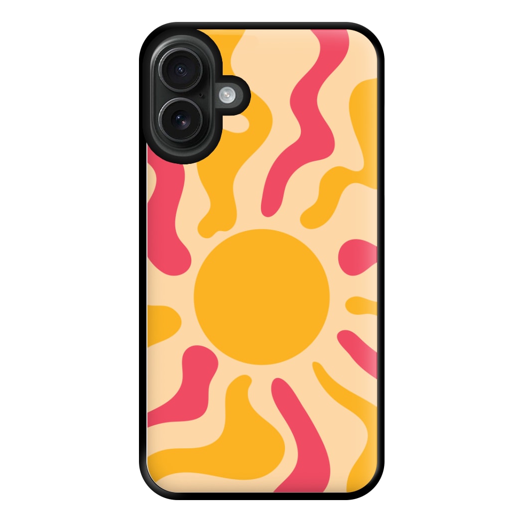 Yellow And Pink Abstract Sun iPhone 16 Plus Case