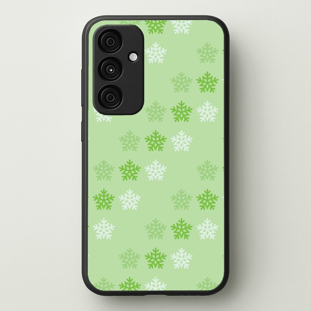 Green Slowflakes Christmas Pattern Galaxy A55 Case