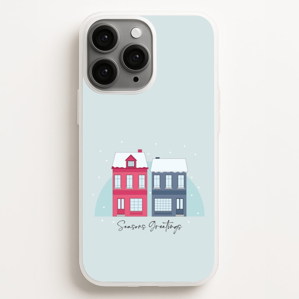 Seasons Greetings Winter Townhouses iPhone 16 Pro Case