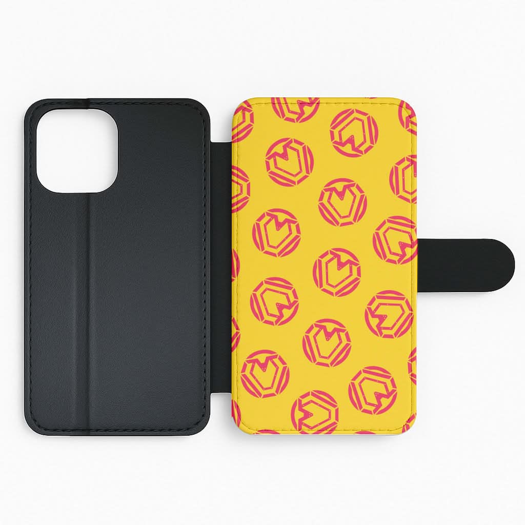 Metal Heart Pattern Flip Phone Case