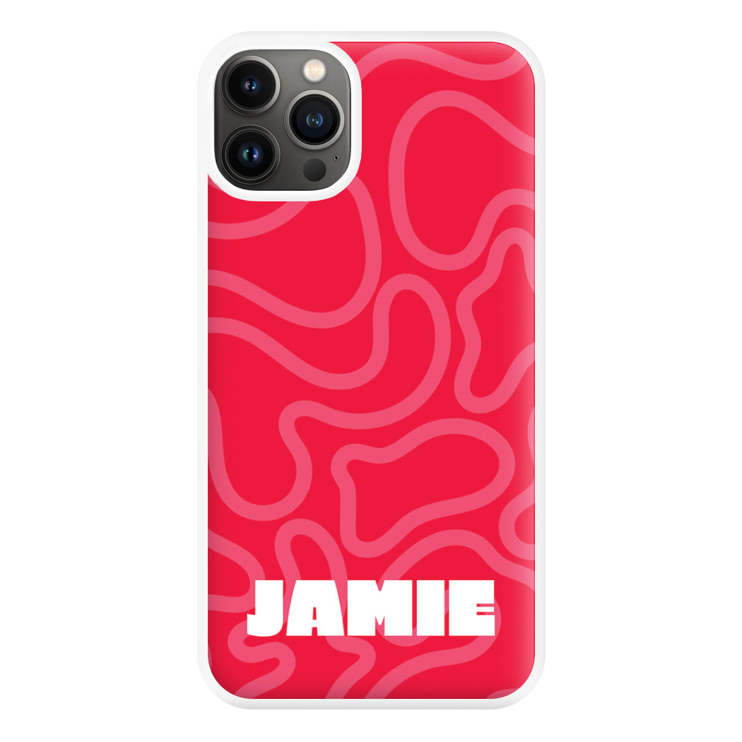 Red And Pink Squiggles Personalised Name iPhone 13 Case