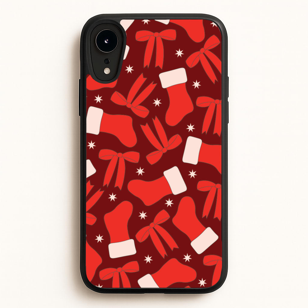 Stockings And Bows Pattern iPhone XR Case