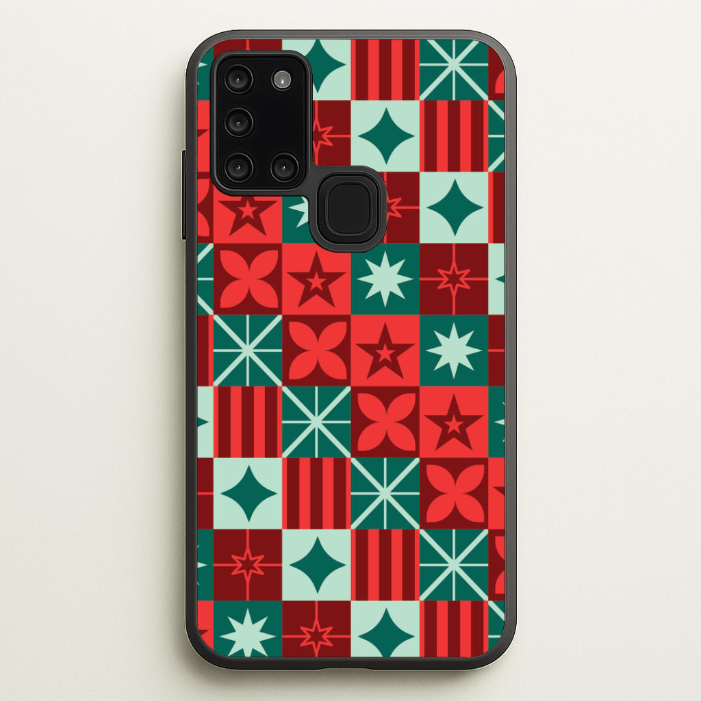 Geometric Square Christmas Pattern Galaxy A21s Case
