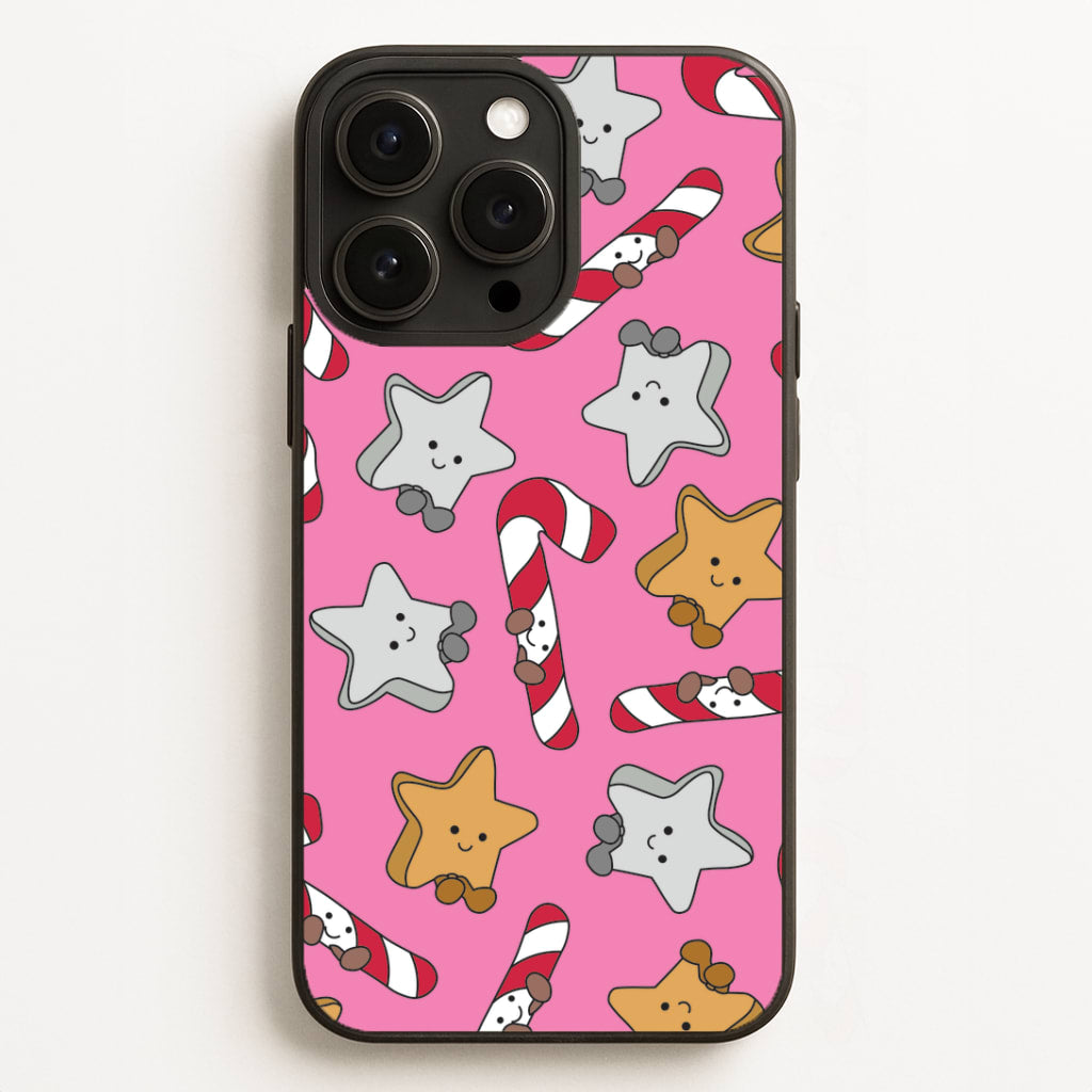 Pink Christmas Plushies Pattern iPhone 16 Pro Case