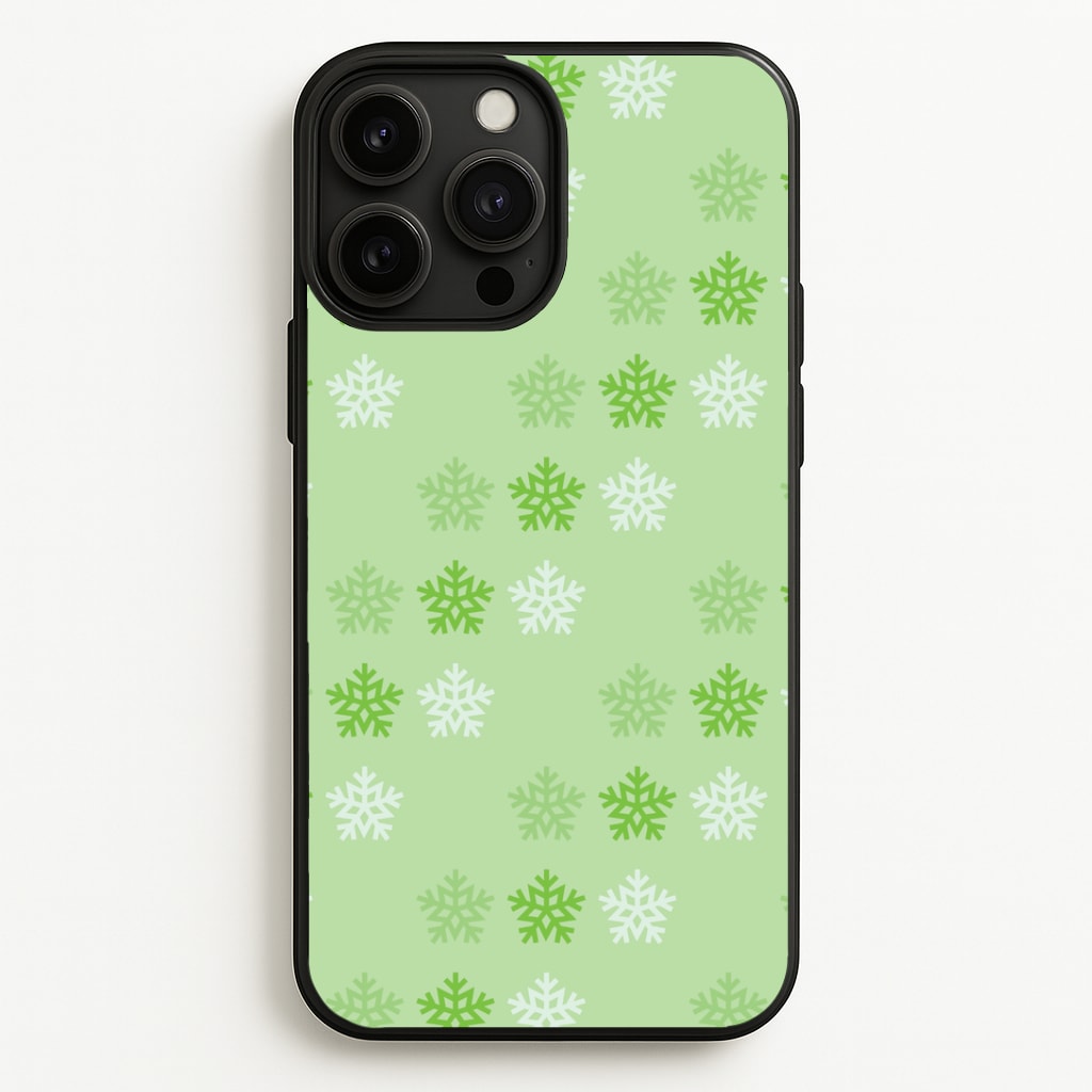 Green Slowflakes Christmas Pattern iPhone 13 Pro Max Case