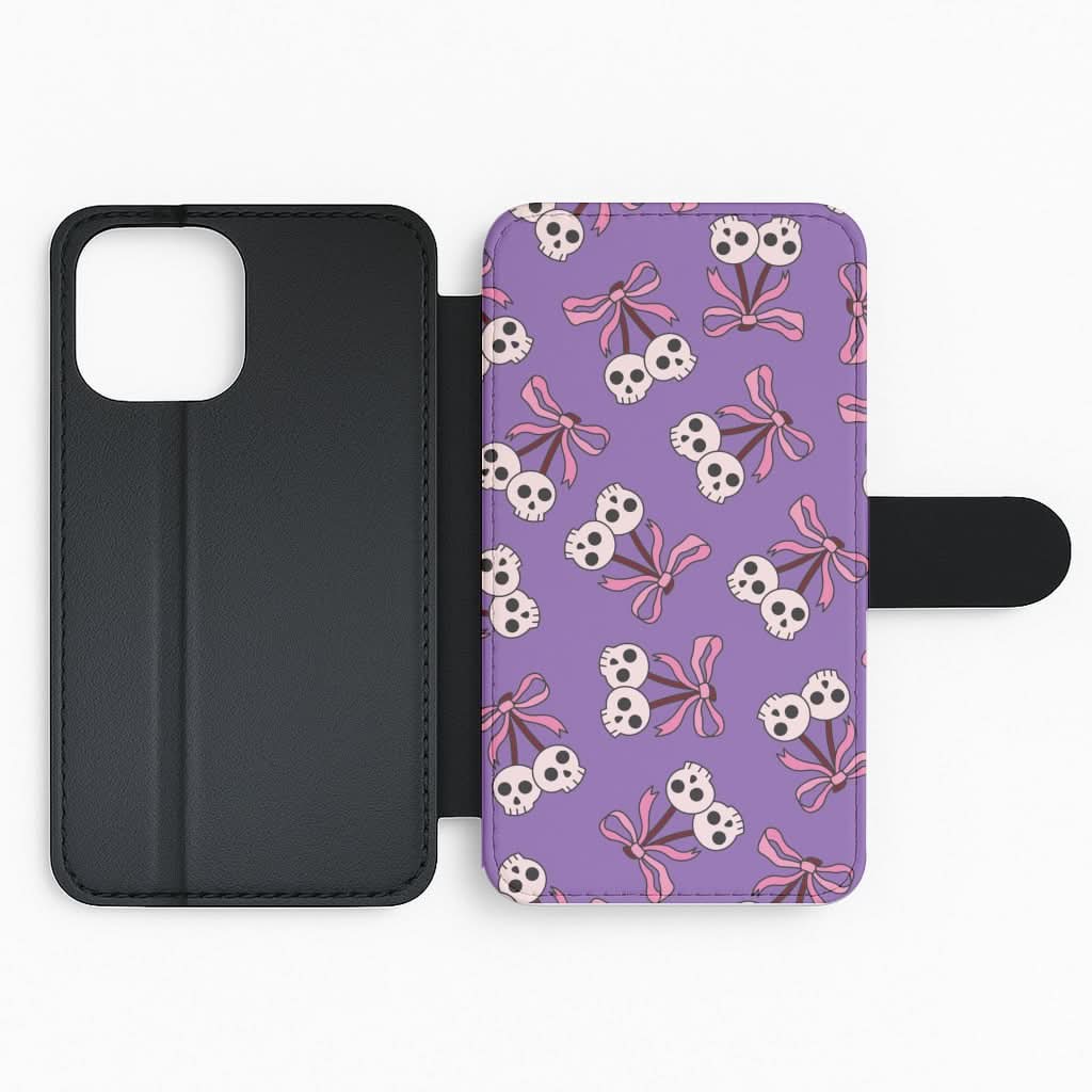 Cherry Skulls Pattern Flip Phone Case