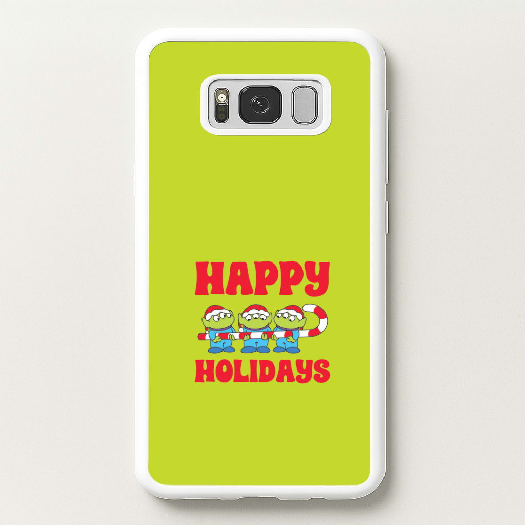 Happy Holidays Cute Green Aliens Galaxy S8 Case