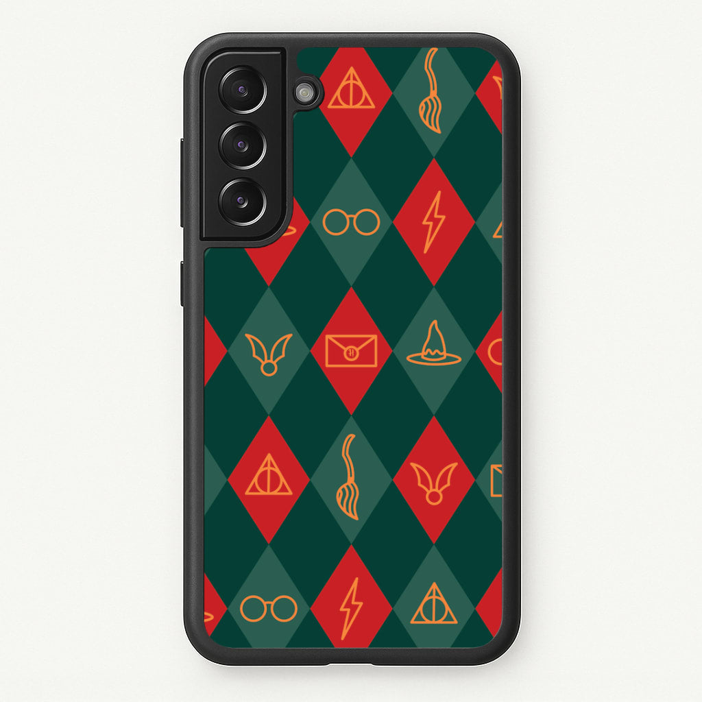 Christmas Wizard Icons Argyle Pattern Galaxy S21 Case