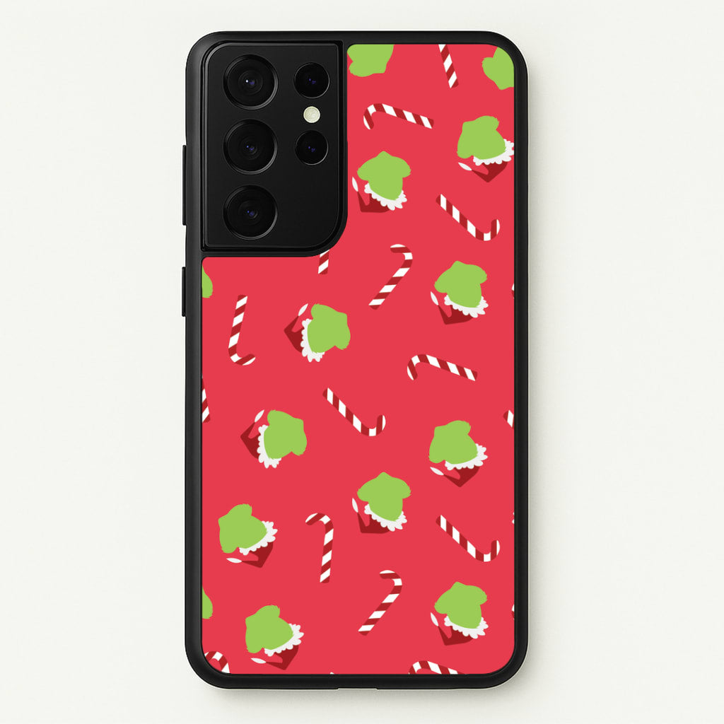 Green Creature And Candy Canes Pattern Galaxy S21 Ultra Case