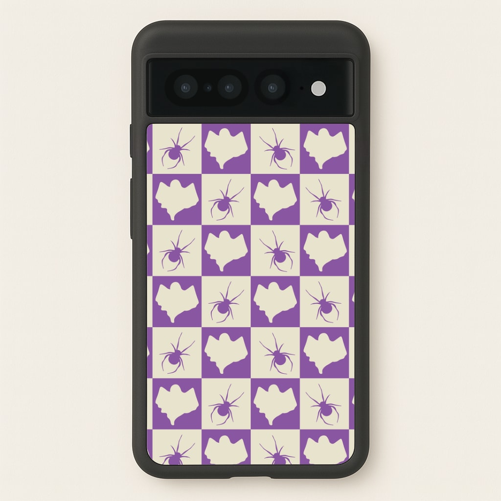 Spiders And Ghosts Checkered Pattern I Google Pixel 7 Pro Case