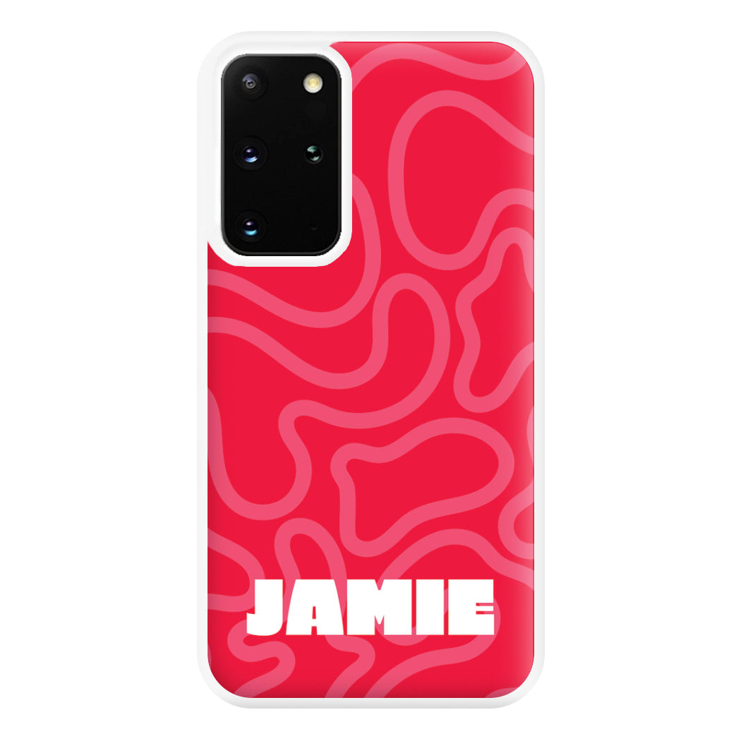 Red And Pink Squiggles Personalised Name Galaxy S20 Plus Case
