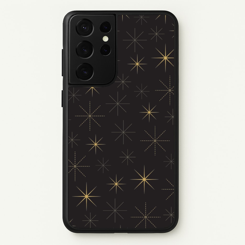 Christmas Gold Stars Pattern Galaxy S21 Ultra Case